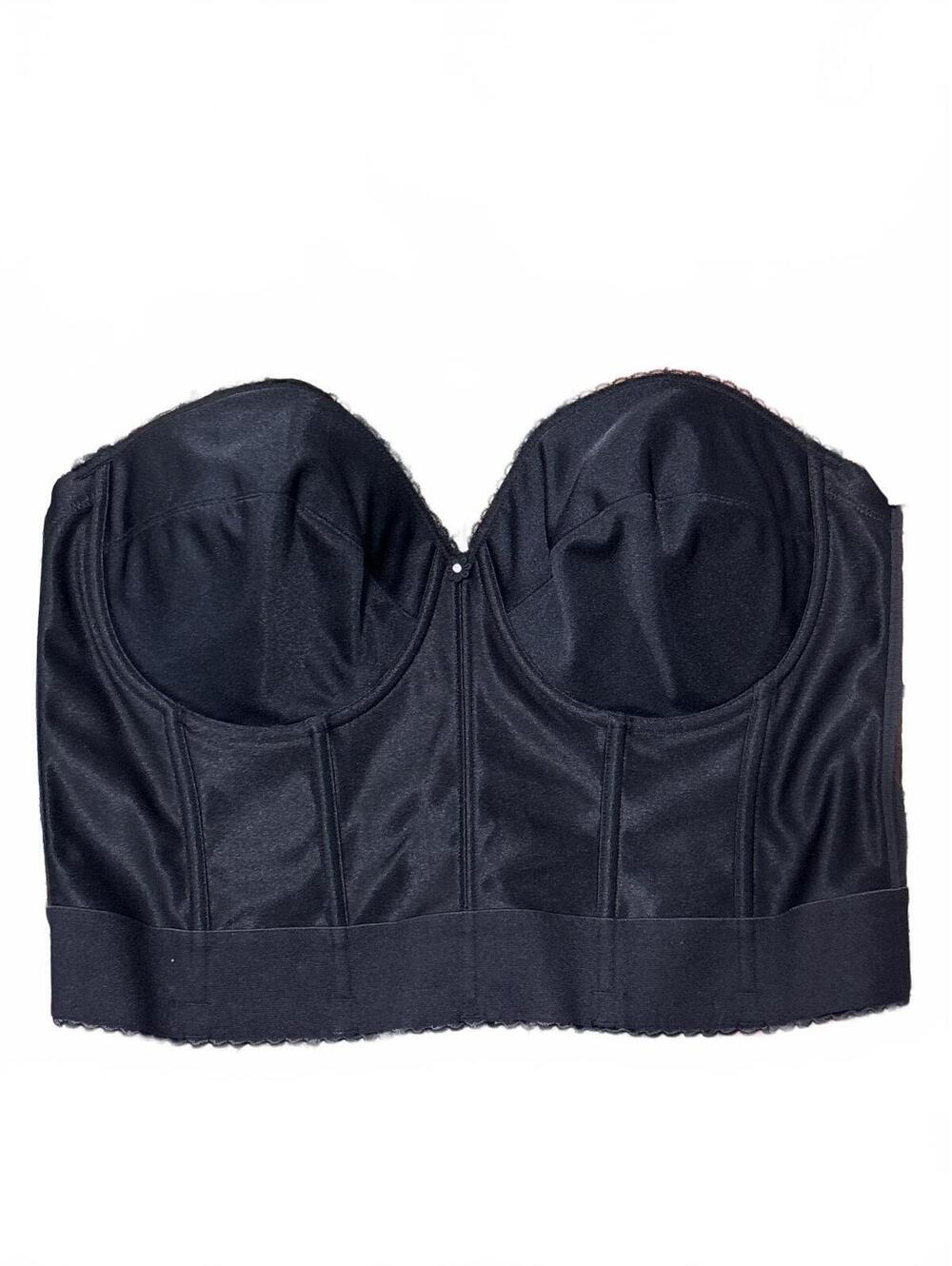 Black Longline Strapless Bra Size 44B with Lace Trim